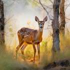 Female deer close-up. (AI Generated) Art Print